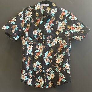 Men’s Black‎ Casual Button Down Shirt with Vibrant Floral Design | Medium | NWT